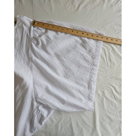 Levi's Blouse Womens 3X White Seersucker Boxy 3/4 Sleeve Slouchy Button Oversize - Picture 7 of 16